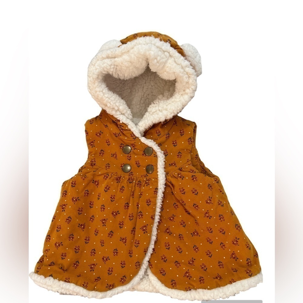 Catherine Malandrino corduroy baby hood vest with ears 6-9 months